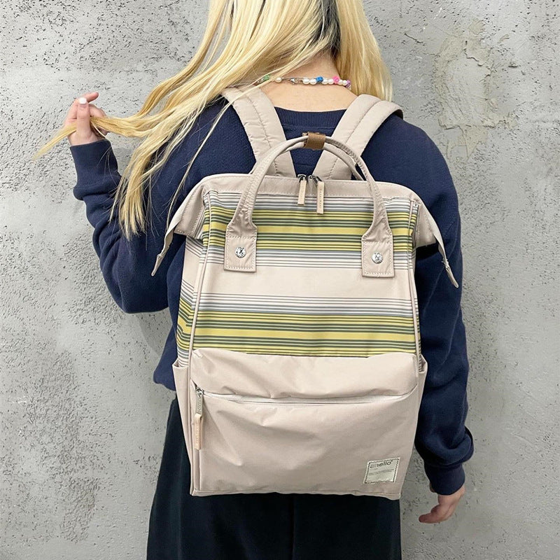 🌈 Striped Kuchigane Backpack – Where Style Meets Functionality!