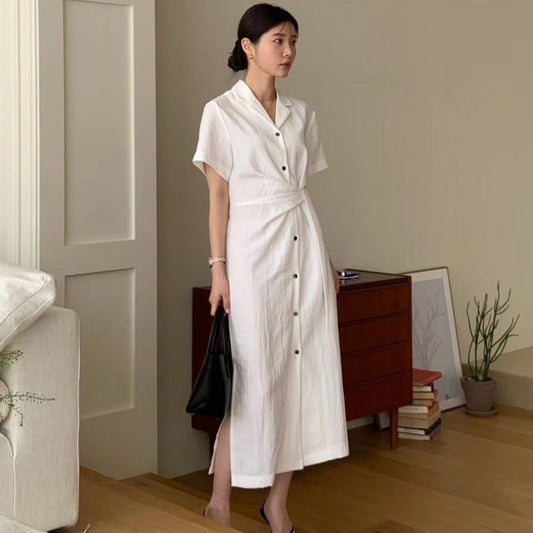 Korean Vintage Lace-Up Shirt Dress – Summer 2023 Collection