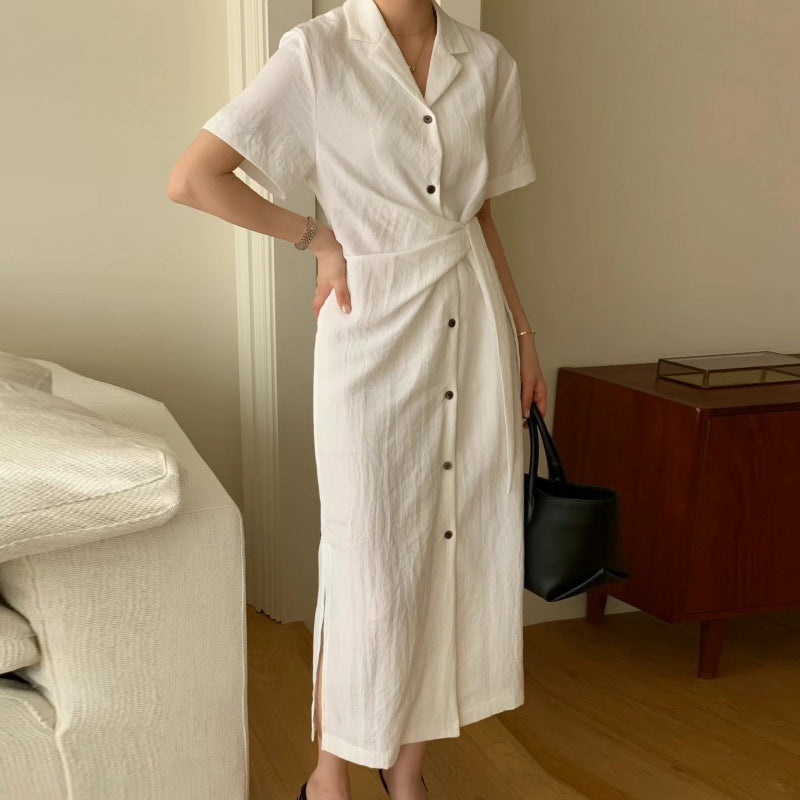 Korean Vintage Lace-Up Shirt Dress – Summer 2023 Collection