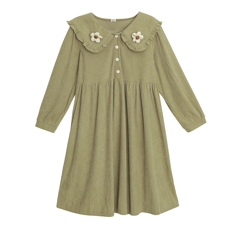 Elegant Corduroy Breastfeeding Dress – Comfortable and Stylish for New Mothers