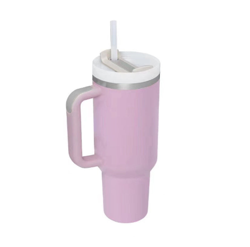 Trendy cute Insulated Tumbler with Handle and Straw | Spill-Proof, Vacuum-Sealed Stainless Steel Coffee Mug