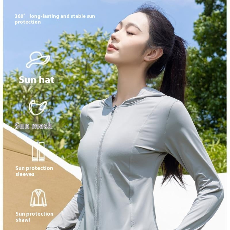 Ice Silk UV Protection Clothing for Women – Ultra-Light, Breathable, &amp; Quick-Drying Top, Perfect for Bike Riders