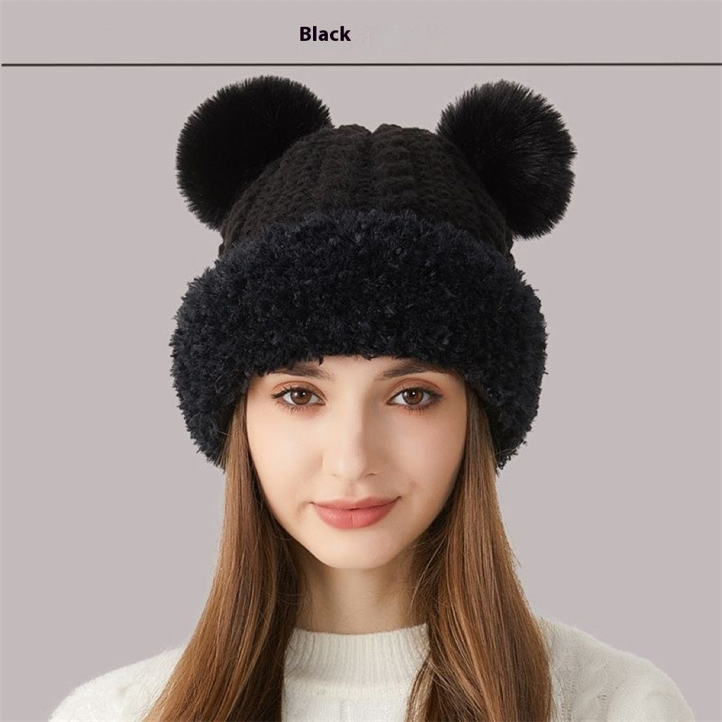 Cute Double Pom Pom Knitted Hat: Adorable Winter Warmth for Kids &amp; Adults