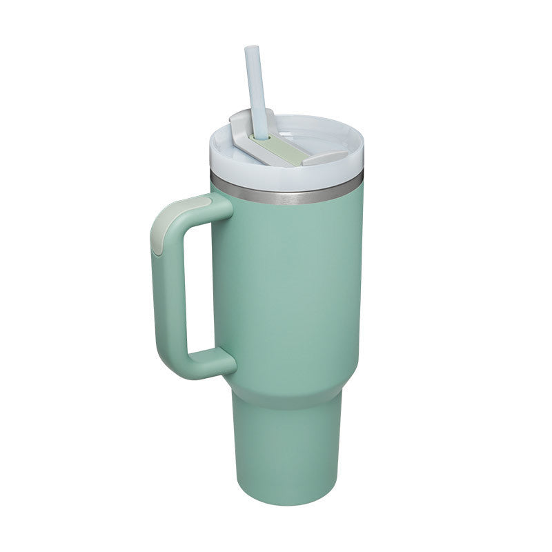 Trendy cute Insulated Tumbler with Handle and Straw | Spill-Proof, Vacuum-Sealed Stainless Steel Coffee Mug