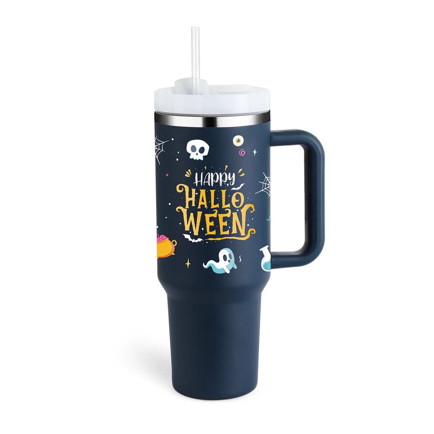 Trendy cute Insulated Tumbler with Handle and Straw | Spill-Proof, Vacuum-Sealed Stainless Steel Coffee Mug