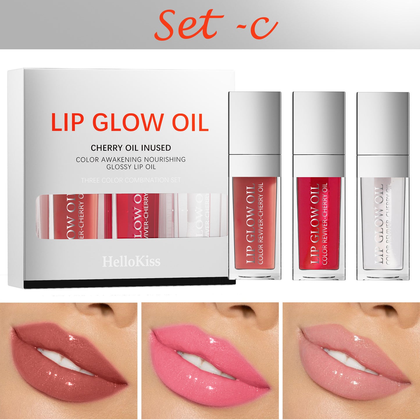 3-in-1 Lip Glow Oil Set – Moisturizing &amp; Repairing Lip Treatment – 3 Shades for Perfect Hydration