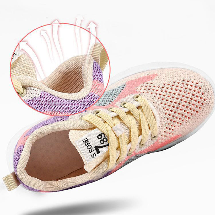 Stylish Colorblock Lace-Up Sneakers for Women | Breathable, Lightweight, & Versatile Running Shoes