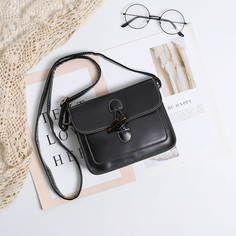 Korean Chic Art Crossbody leather Bag: Minimalist Style with Urban Elegance