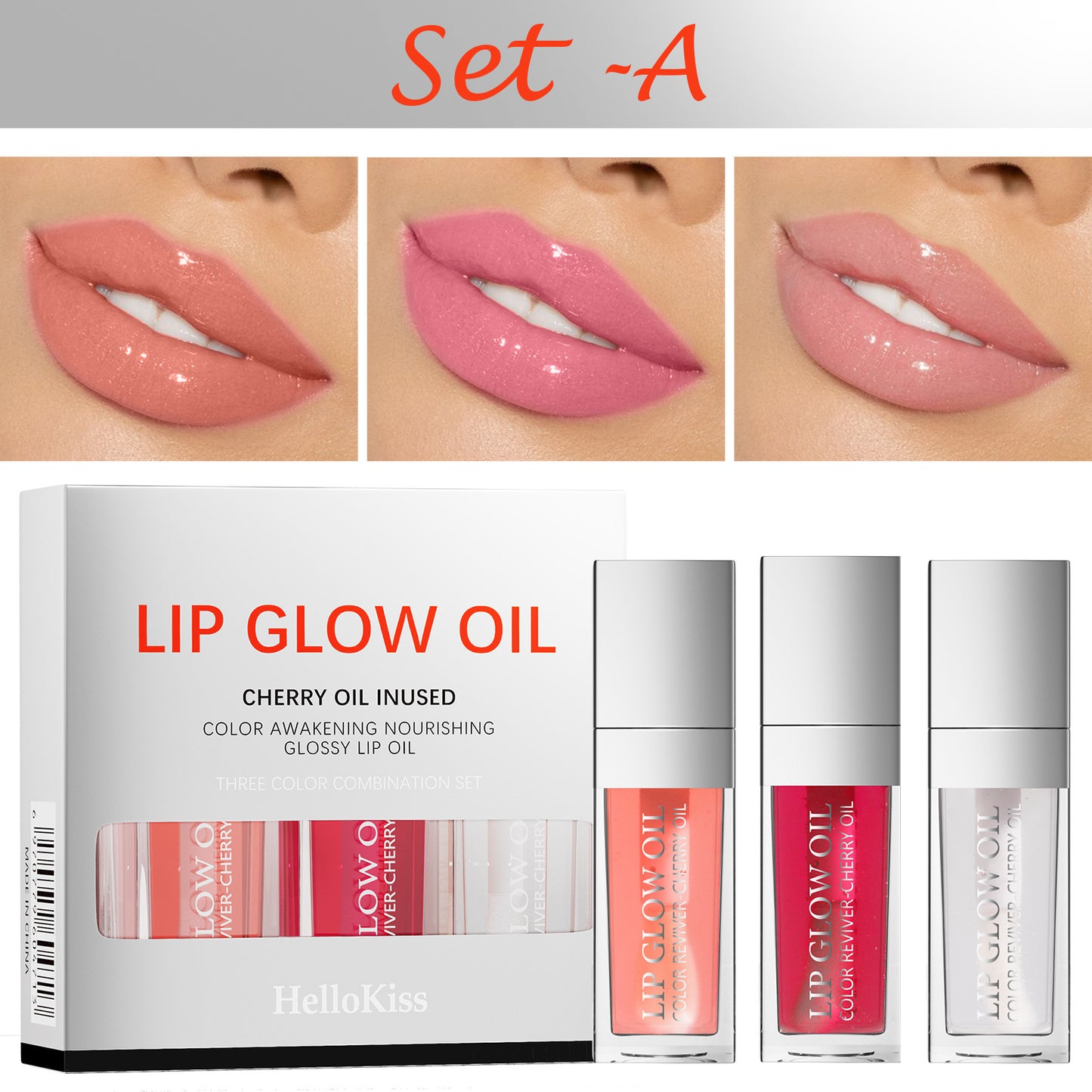 3-in-1 Lip Glow Oil Set – Moisturizing &amp; Repairing Lip Treatment – 3 Shades for Perfect Hydration