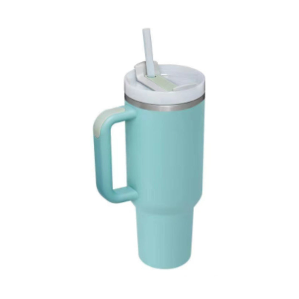 Trendy cute Insulated Tumbler with Handle and Straw | Spill-Proof, Vacuum-Sealed Stainless Steel Coffee Mug