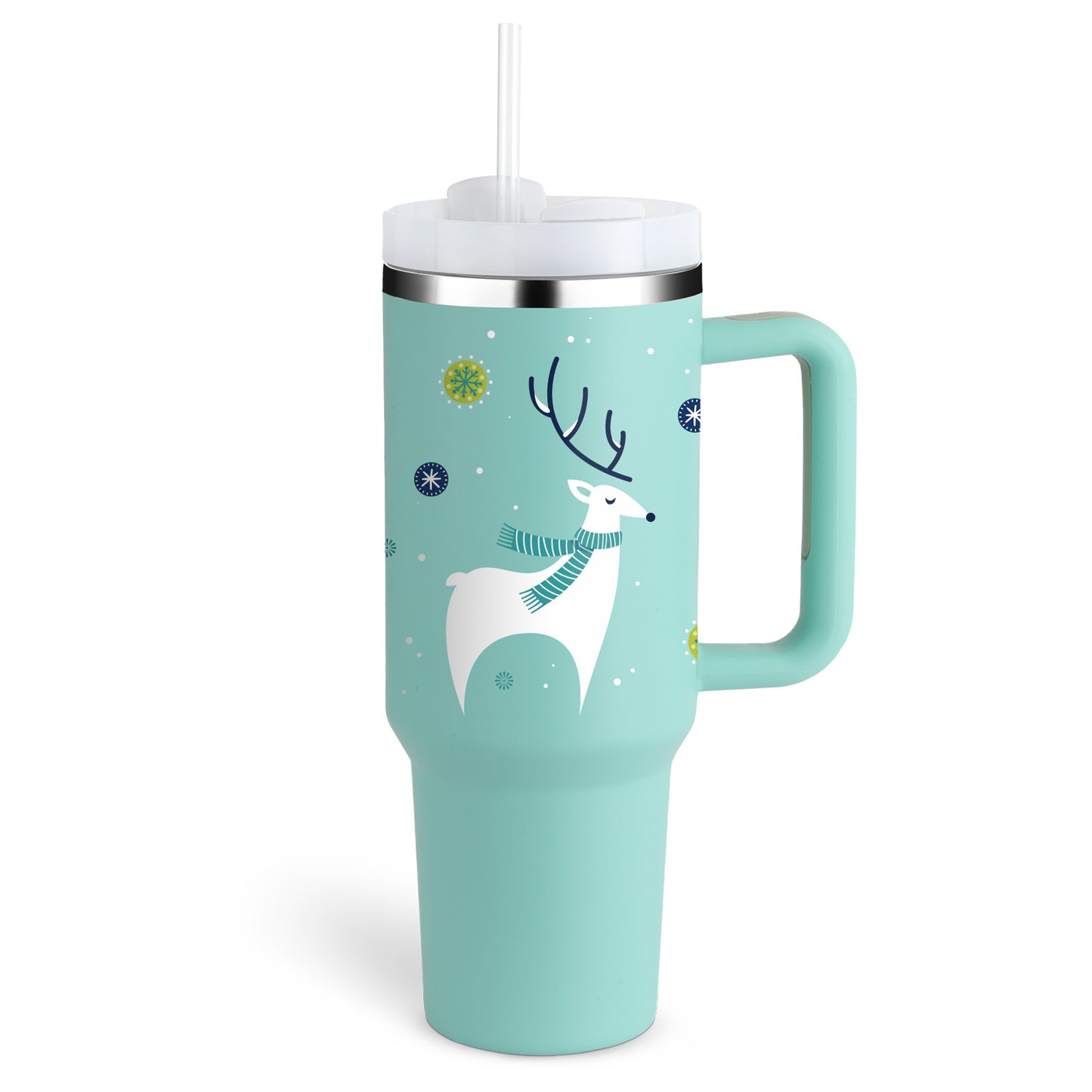 Trendy cute Insulated Tumbler with Handle and Straw | Spill-Proof, Vacuum-Sealed Stainless Steel Coffee Mug