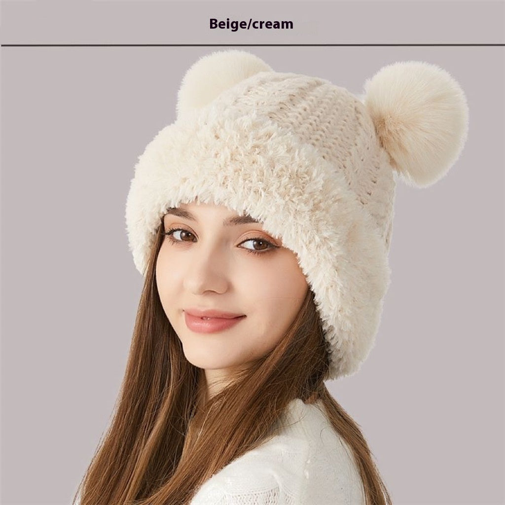 Cute Double Pom Pom Knitted Hat: Adorable Winter Warmth for Kids &amp; Adults