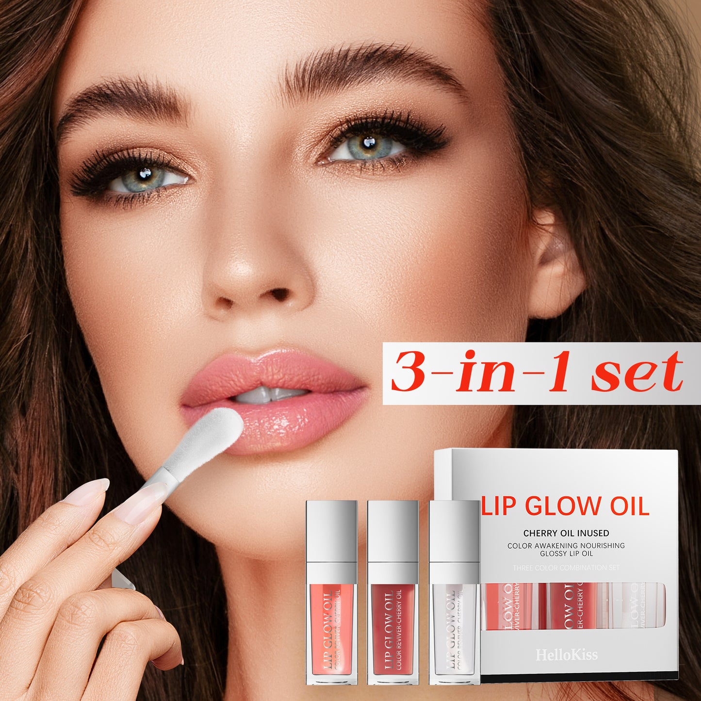 3-in-1 Lip Glow Oil Set – Moisturizing &amp; Repairing Lip Treatment – 3 Shades for Perfect Hydration